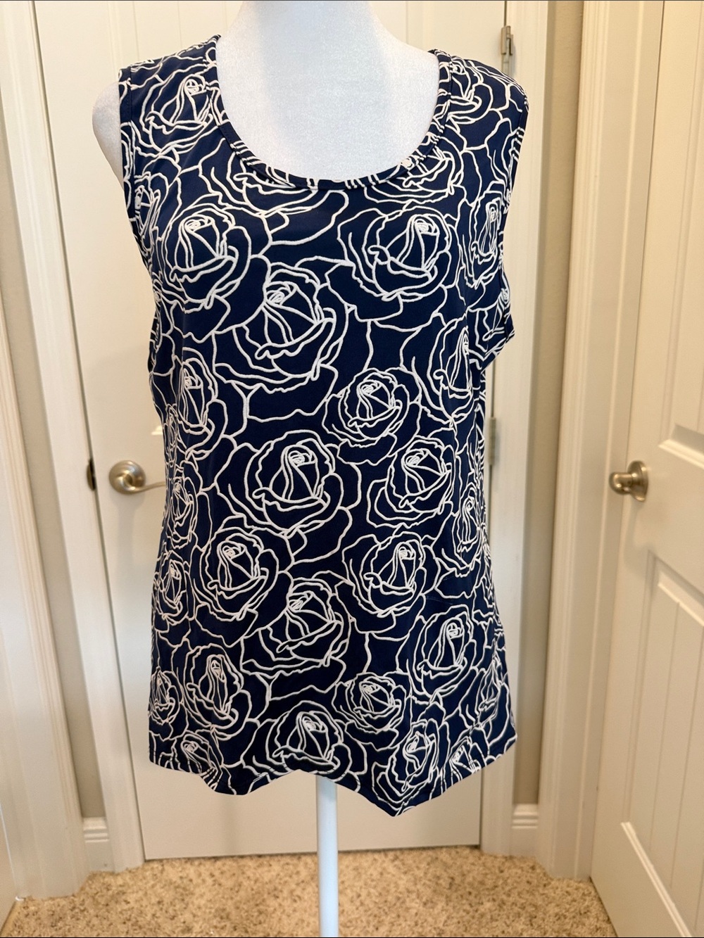 Rachel Navy and White Floral Tank Top
